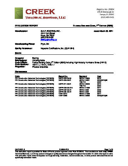 PR Instl Docs FL2894 R12 II GAP19001.3 2020 FBC Eval Underlayments final