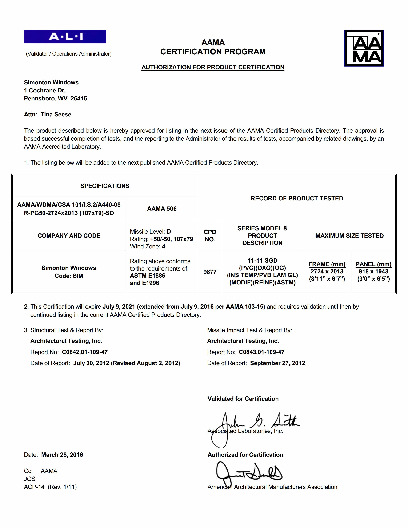 PR CERTIFICATE FL5979 R14 C CAC 11-11 3P SGD IMPACT 107X79 R50