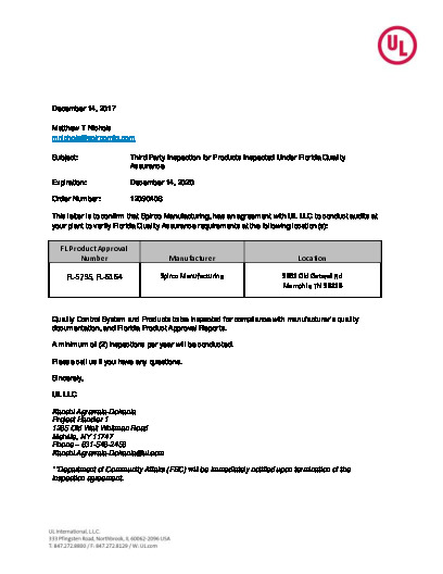 PR CERTIFICATE FL6164 R5 C CAC SPIRCO MANUFACTURING FLQA