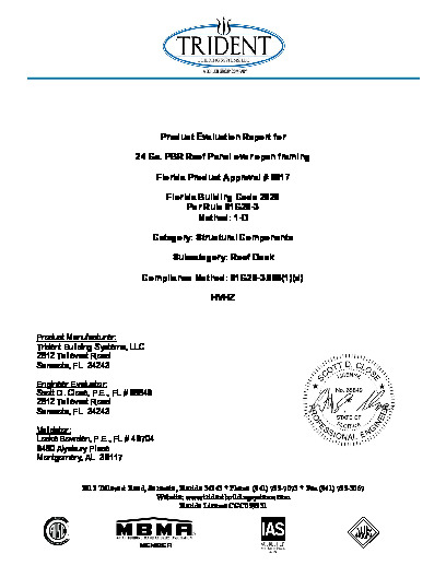 PR TECH DOCS FL6617 R7 AE PBR 24GA ROOF (HVHZ)-EVAL REPORT