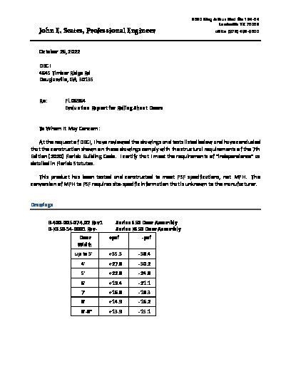 PR TECH DOCS FL6964 R9 AE EVAL REPT FOR FL SC