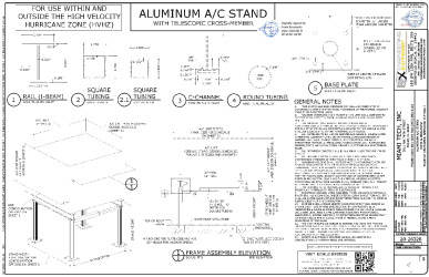 FL21464.1-R2 - Aluminum Equipment Stand with Adjustable Cross Member