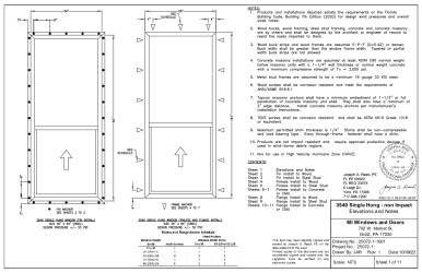 PR Instl Docs FL41886 R0 II 3540 SH 36x84 Oriel Non-Impact Installations 2020 FBC R1