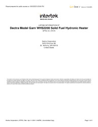 ITK-27579 - Dectra Model Garn WHS2200 Solid Fuel Hydronic Heater